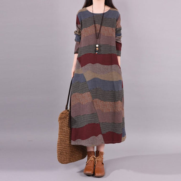 Vintage Linen Long Sleeves Women Cozy Dresses-Dresses-Free Shipping at meselling99