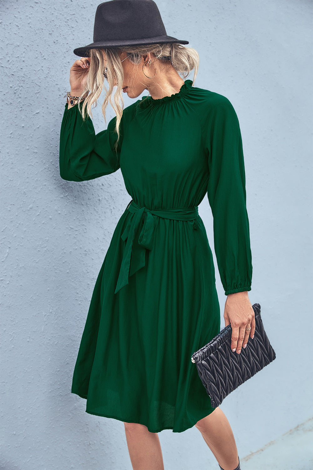 Elegant Long Sleeves Lace Up Women Dresses-Dresses-Free Shipping at meselling99