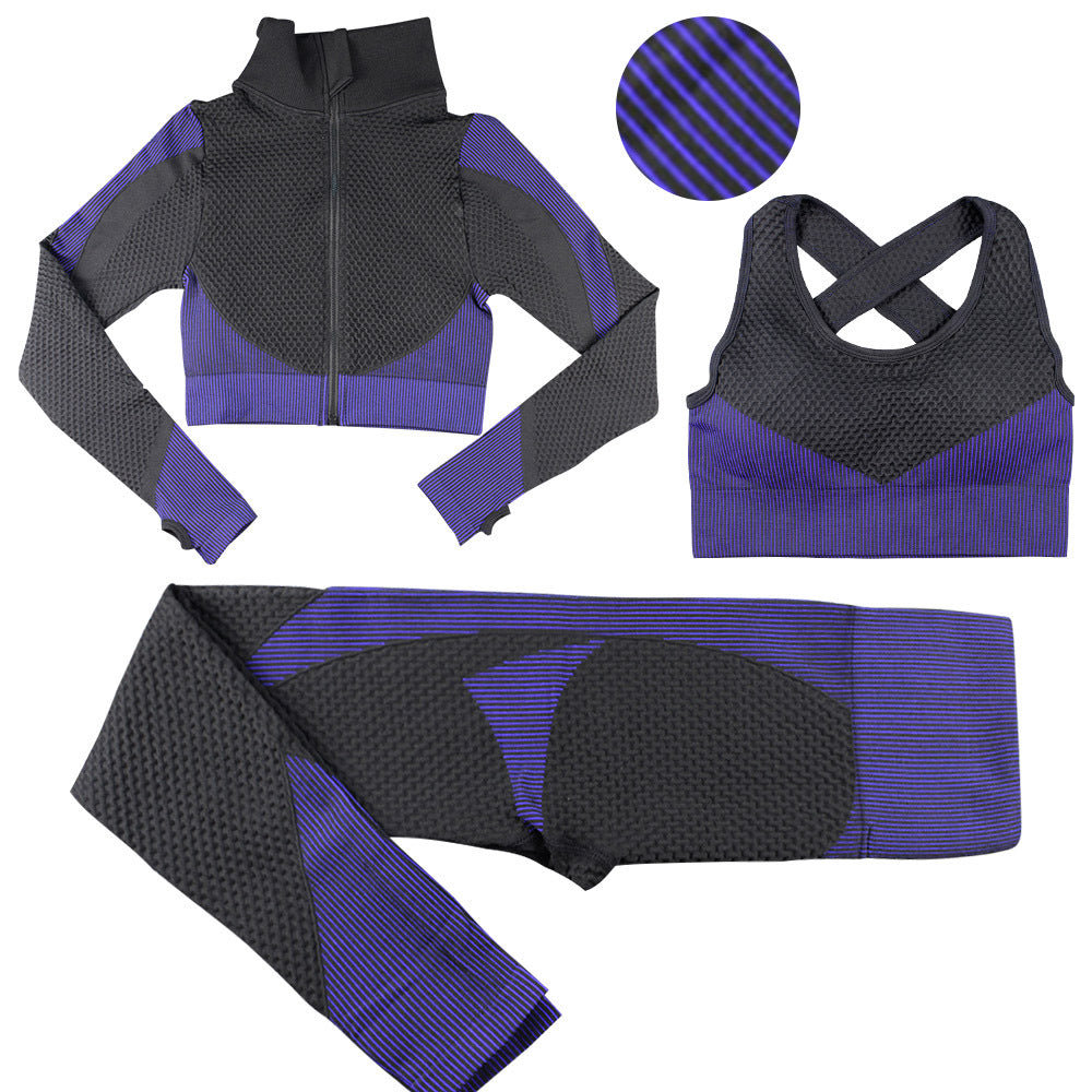 Sexy Body BuiLding Sporting 3pcs Suits for Women-Exercise & Fitness-Purple-S-Free Shipping at meselling99