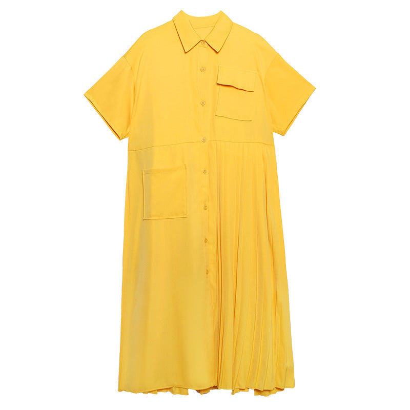Designed Summer Short Sleeves Long Cozy Dresses-Dresses-Yellow-One Size-Free Shipping at meselling99