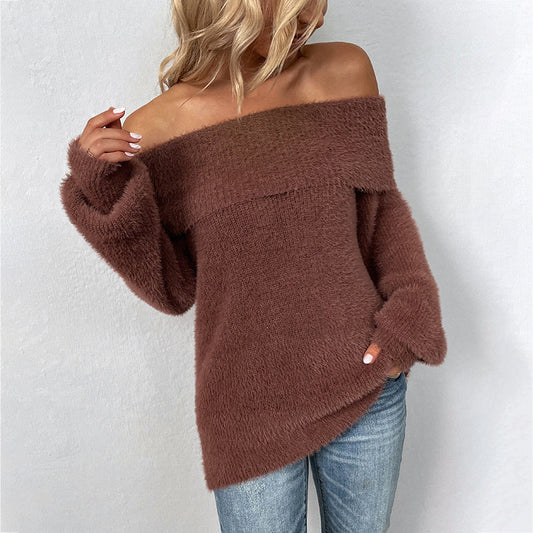 Sexy Off The Shoulder Women Pullover Sweaters-Shirts & Tops-Free Shipping at meselling99