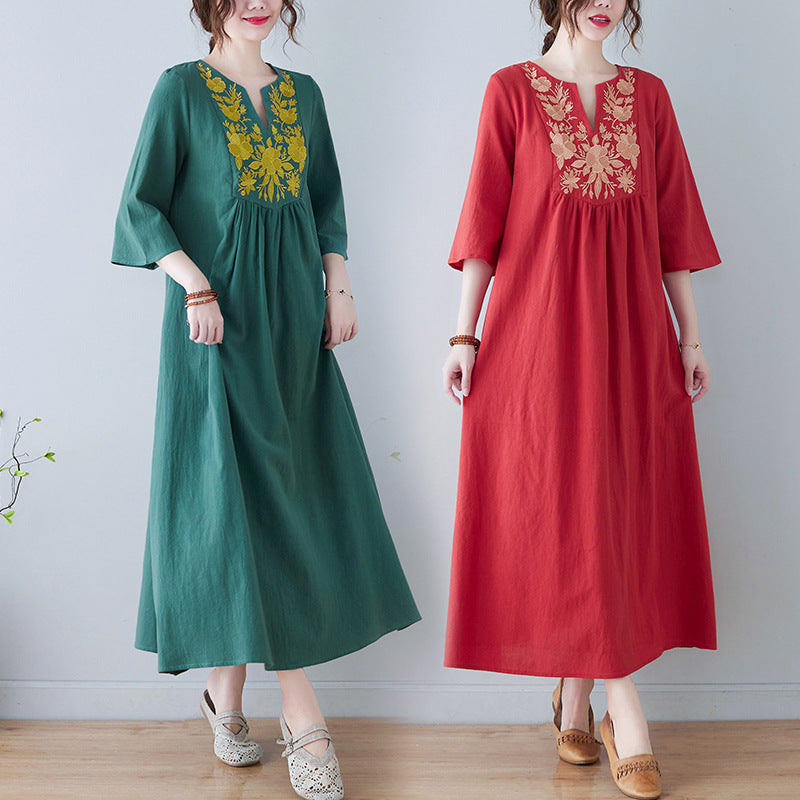 Bohemian Linen Summer Long Dresses-Dresses-Free Shipping at meselling99