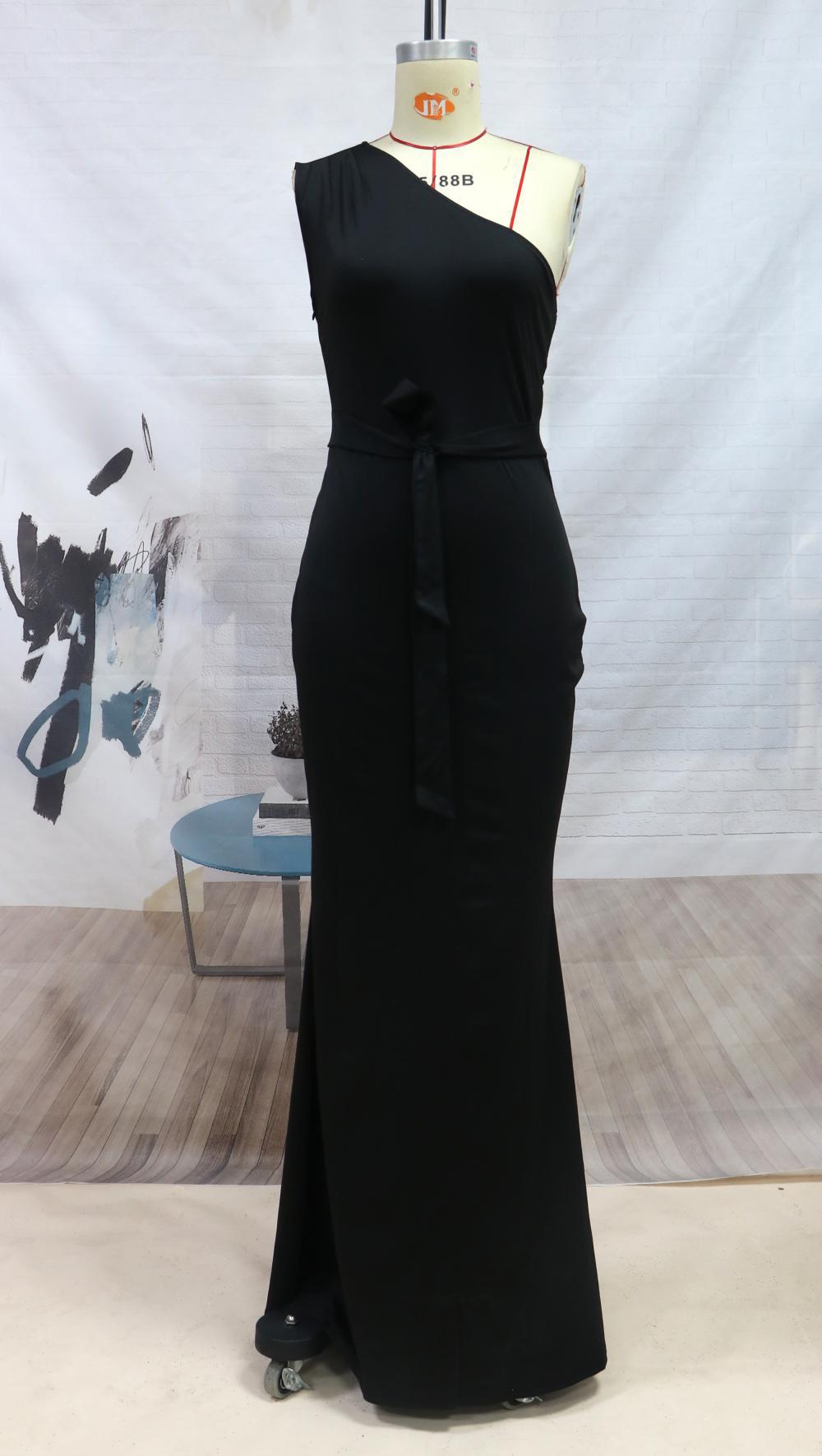 Sexy One Shoulder Sleeveless Evening Dresses-Dresses-Black-S-Free Shipping at meselling99