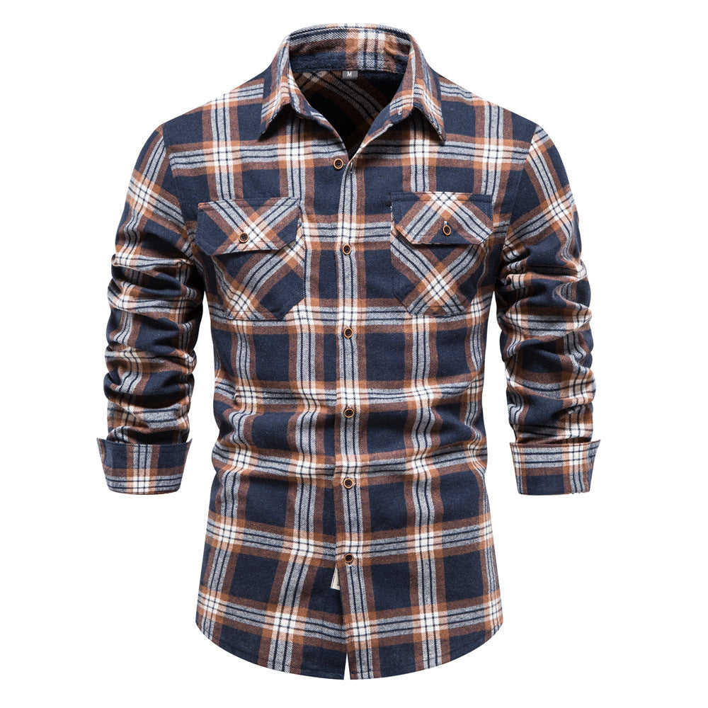 Fall Plaid Long Sleeves Shirts for Men-Shirts & Tops-B-S-Free Shipping at meselling99