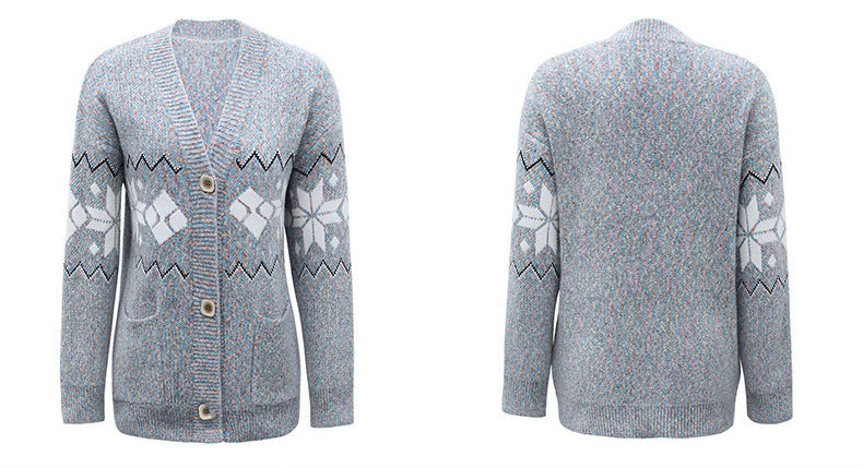 Fashion Christmas Flake Knitted Cardigan Coats-Shirts & Tops-Free Shipping at meselling99