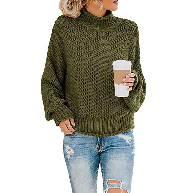 Fashion Leisure Turtleneck Pullover Sweaters-Women Sweaters-Green-S-Free Shipping at meselling99