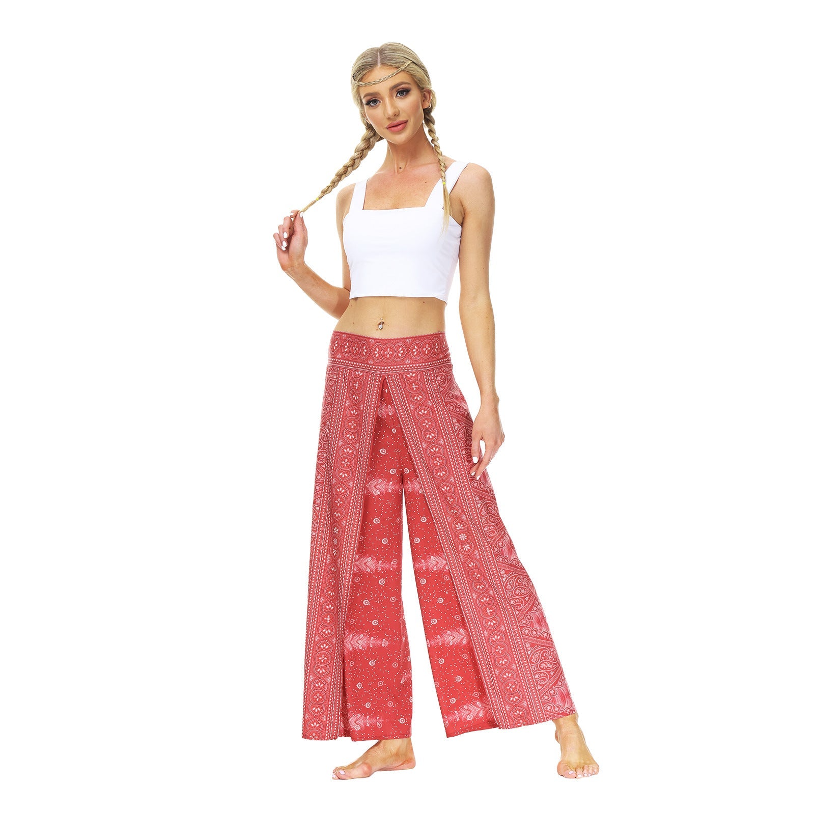 Casual Floral Print Women Yoga Loose Pants-Pants-YEA062-SM-Free Shipping at meselling99