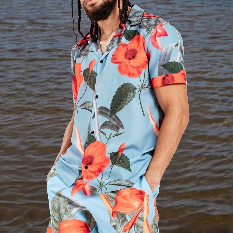 Men's Summer Beach T Shirts and Shorts Set-Suits-The same as picture-S-Free Shipping at meselling99