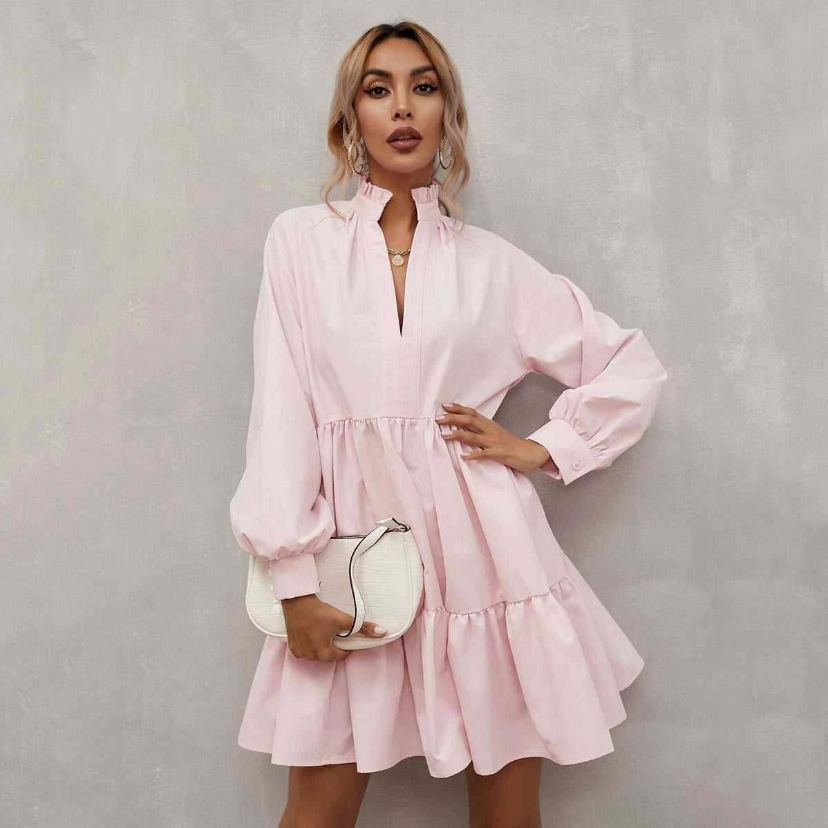 Casual Long Sleeves Daily Dresses-Dresses-Pink-XS-Free Shipping at meselling99
