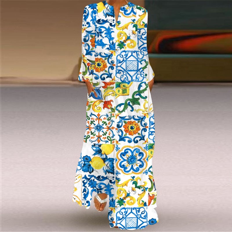 Geometry Design Plus Sizes Long Dresses-Dresses-Free Shipping at meselling99