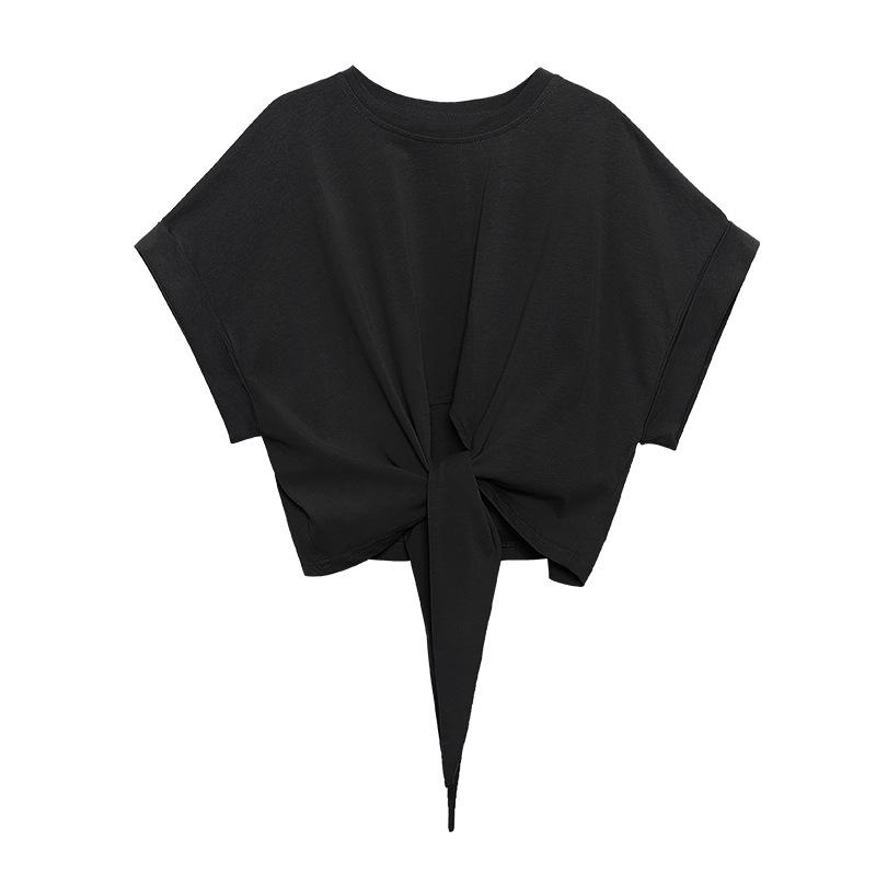 Women Summer Short Sleeves Loose Short T Shirts-Black-One Size-Free Shipping at meselling99