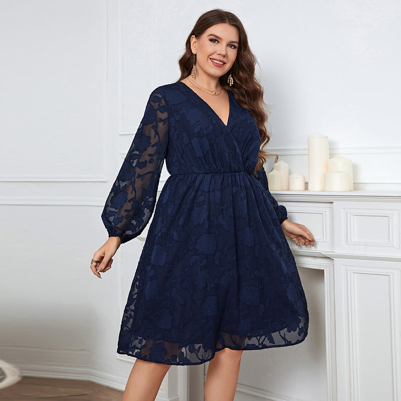 Designed Plus Sizes Lace Dresses-Dresses-Blue-1XL-Free Shipping at meselling99