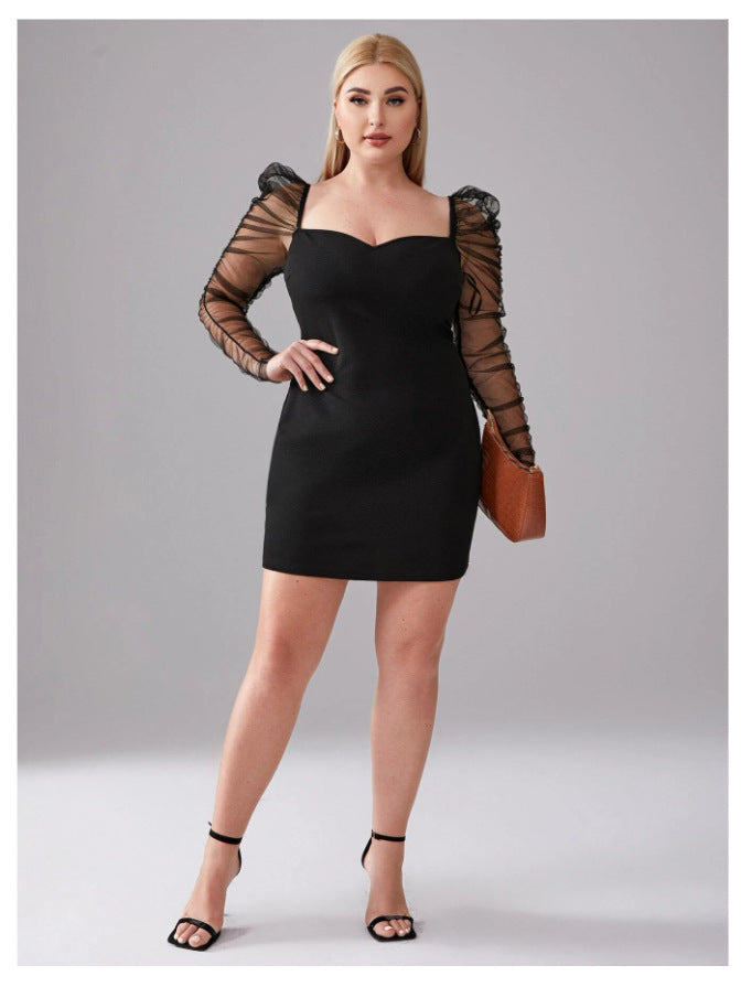 Black Tulle Plus Sizes Women Dresses-Dresses-Free Shipping at meselling99