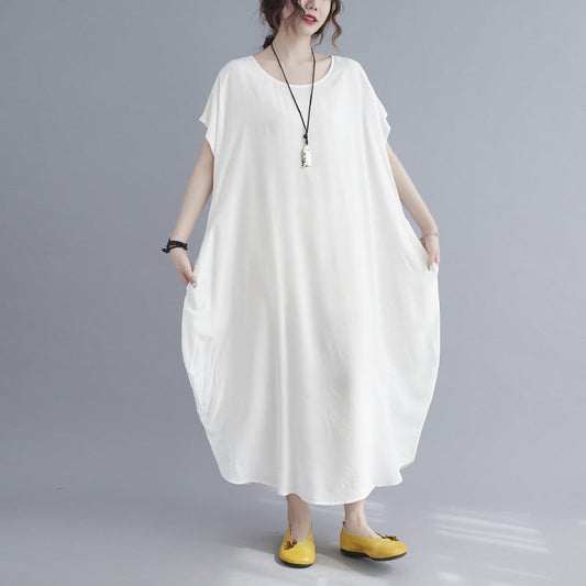 Summer Simple Design Long Cozy Dresses-Dresses-White-One Size (45-75KG)-Free Shipping at meselling99