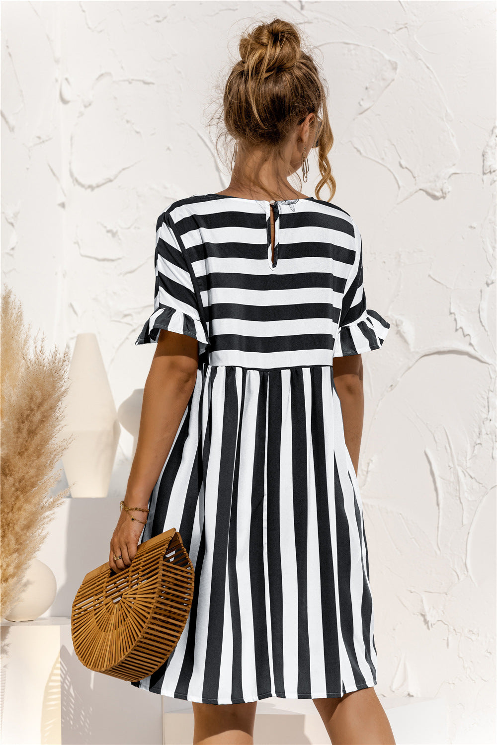Casual Striped Short Sleeves Summer Daily Dresses-Dresses-Free Shipping at meselling99