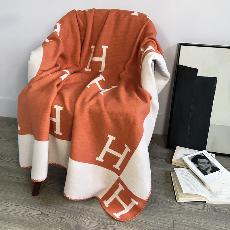 H Letter Design Wool Warm Thick Blanket--Free Shipping at meselling99