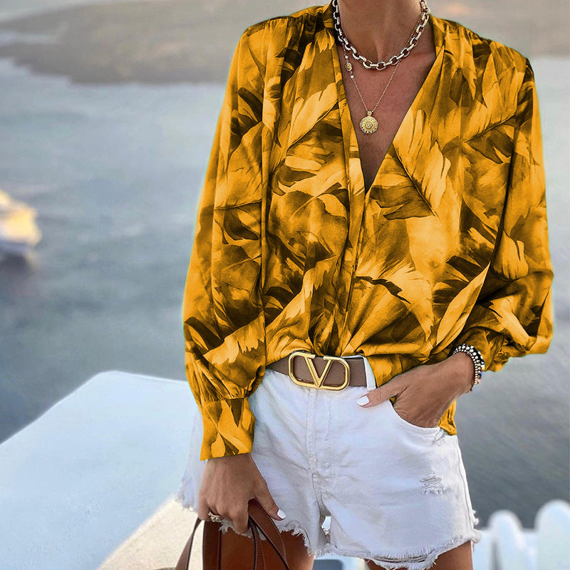 Summer Bohemia Long Sleeves Blouses for Women-Shirts & Tops-Yellow-S-Free Shipping at meselling99