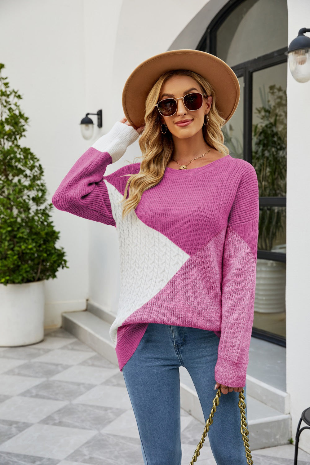 Fashion Plus Sizes Pullover Knitted Sweaters-Shirts & Tops-Rose Red-S-Free Shipping at meselling99