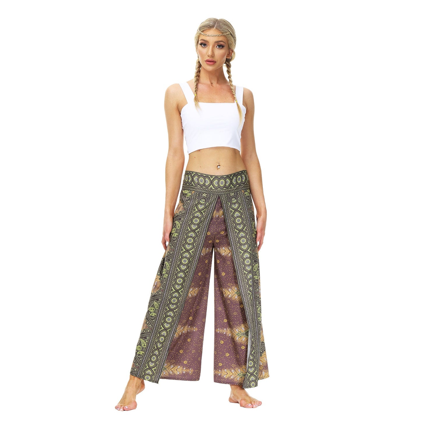 Casual Floral Print Women Yoga Loose Pants-Pants-YEA064-SM-Free Shipping at meselling99
