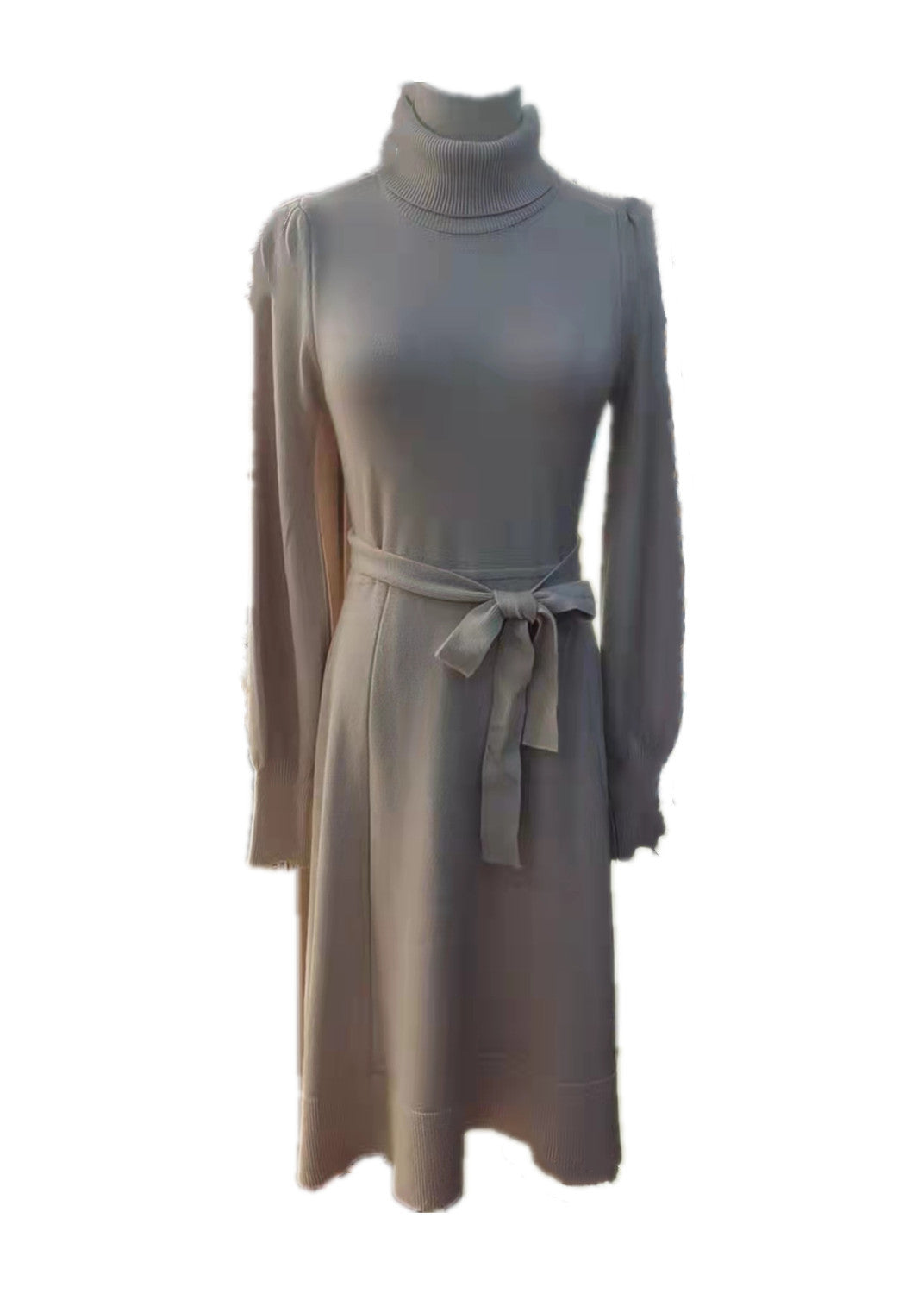 Elegant Turtleneck Woolen Fall Knitting Dresses-Dresses-Gray-One Size-Free Shipping at meselling99