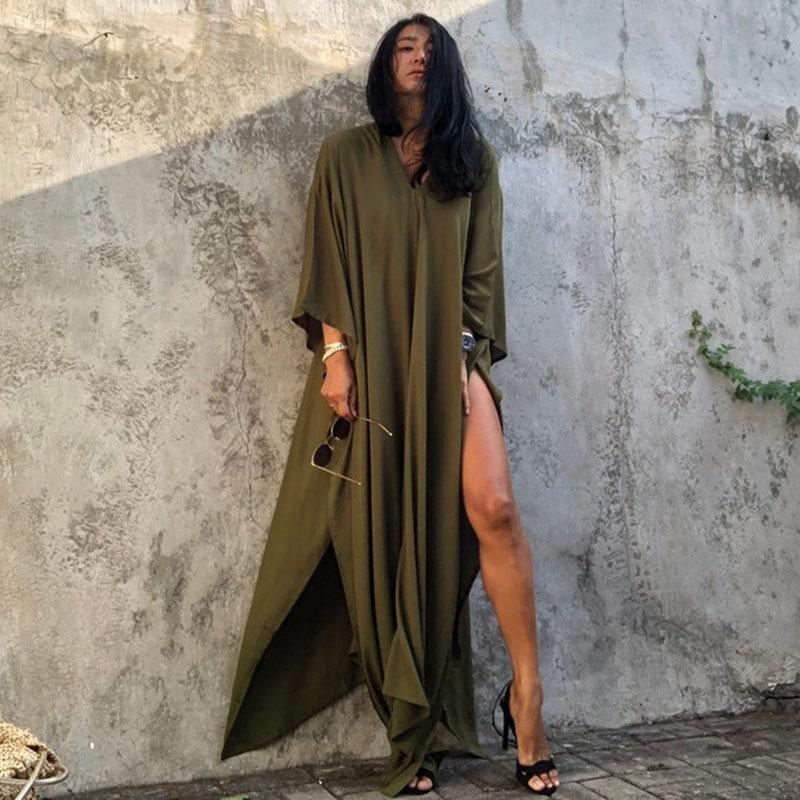Casual Summer Holiday Long Romper Cover Up Dresses-Dresses-Army Green-One Size-Free Shipping at meselling99