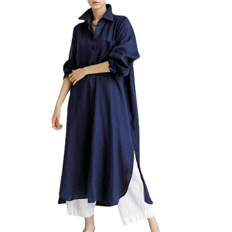 Casual Cotton Plus Sizes Long Sleeves Shirts Dresses-Dresses-Free Shipping at meselling99