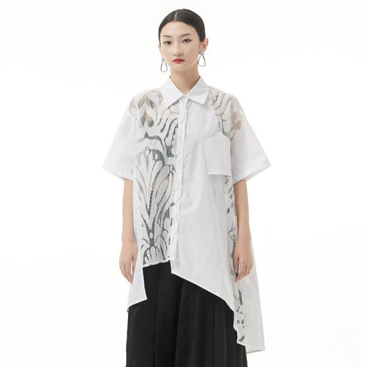 Designed Summer Lace Women Short Sleeves Shirts-Shirts & Tops-Free Shipping at meselling99
