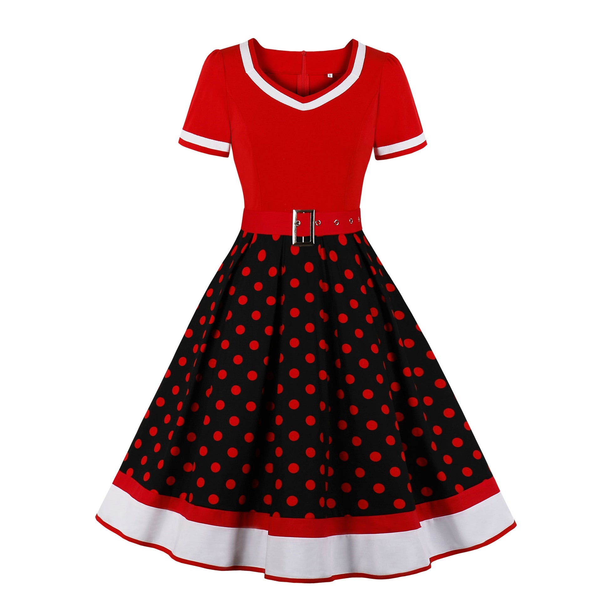 Retro Floral Print Ball Dresses-Dresses-Red Dot-S-Free Shipping at meselling99