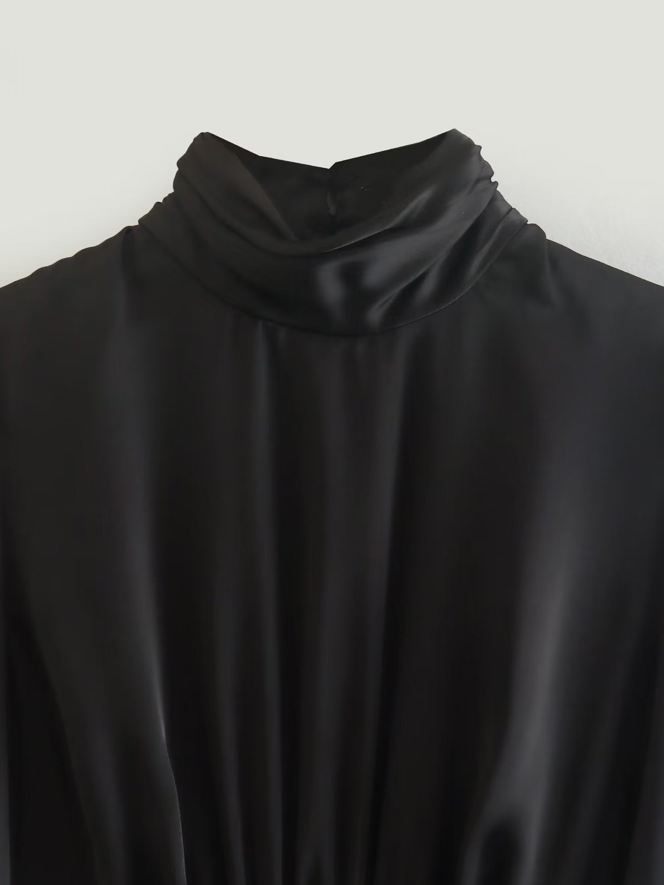 Black Satin Summer Short Blouses for Women-Shirts & Tops-Free Shipping at meselling99