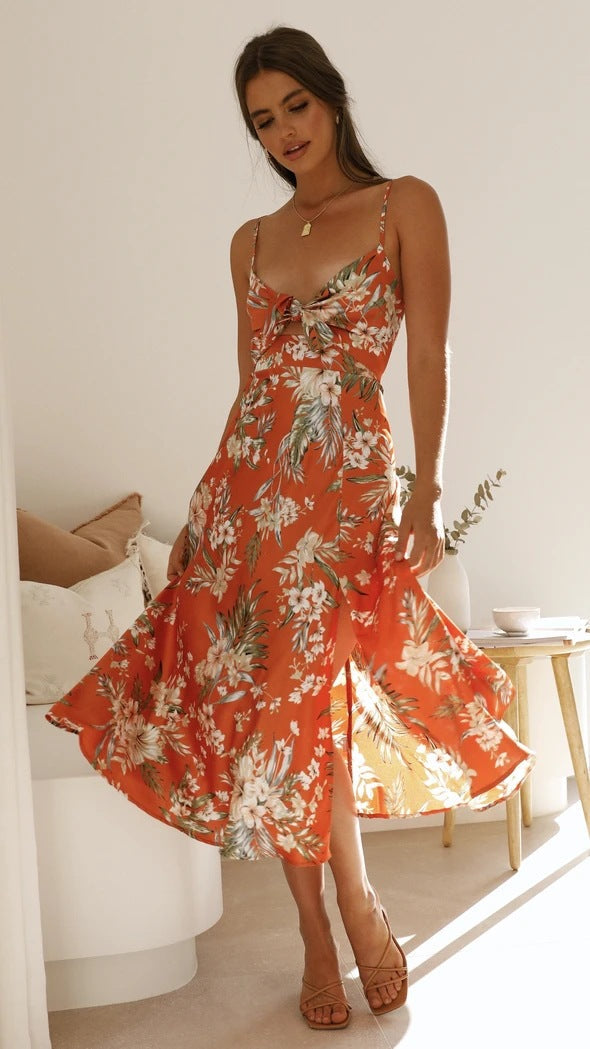 Sweety Summer Floral Print Sleeves Long Dresses-Dresses-Free Shipping at meselling99