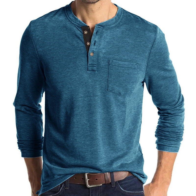 Casual Long Sleeves T Shirts for Men-Shirts & Tops-Blue-S-Free Shipping at meselling99