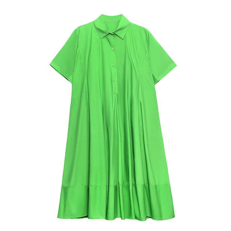 Classy Summer Short Sleeves Loose Dresses-Maxi Dresses-Green-One Size-Free Shipping at meselling99