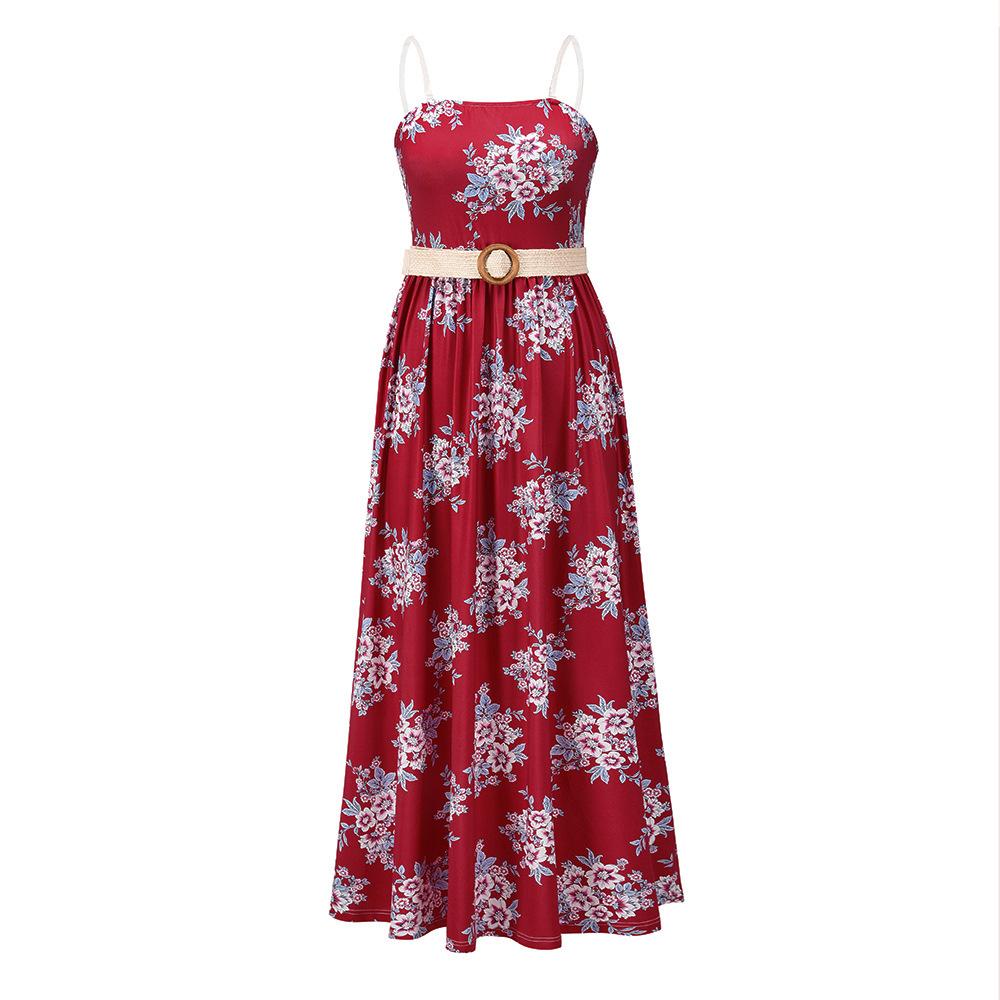 Women Strapless Summer Long Bohemia Dresses-Maxi Dresses-Dark Red-L-Free Shipping at meselling99