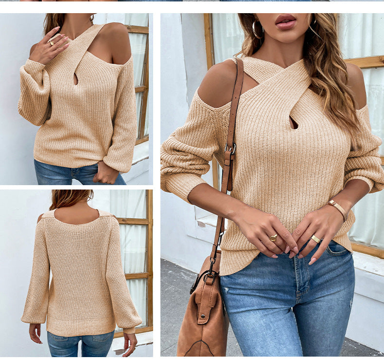 Fashion Crossed Fall Women Knitted Sweaters-Shirts & Tops-Free Shipping at meselling99