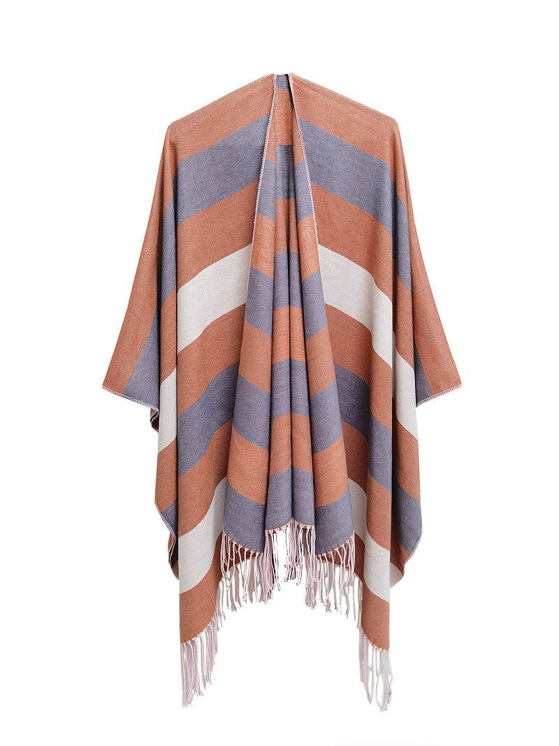 Fashion Traveling Shawls for Women-Scarves & Shawls-Orange-Striped-150x130cm-Free Shipping at meselling99