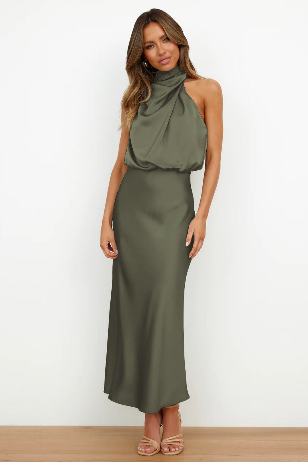 Sexy Halter Women Evening Party Dresses-Dresses-Army Green-S-Free Shipping at meselling99