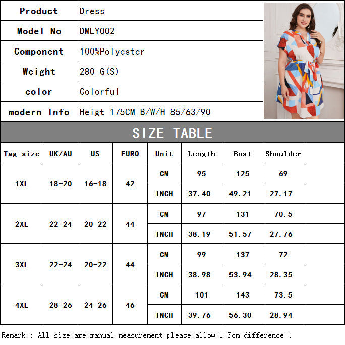 Summer Geometry Designed Plus Sizes Women Dresses-Dresses-Free Shipping at meselling99