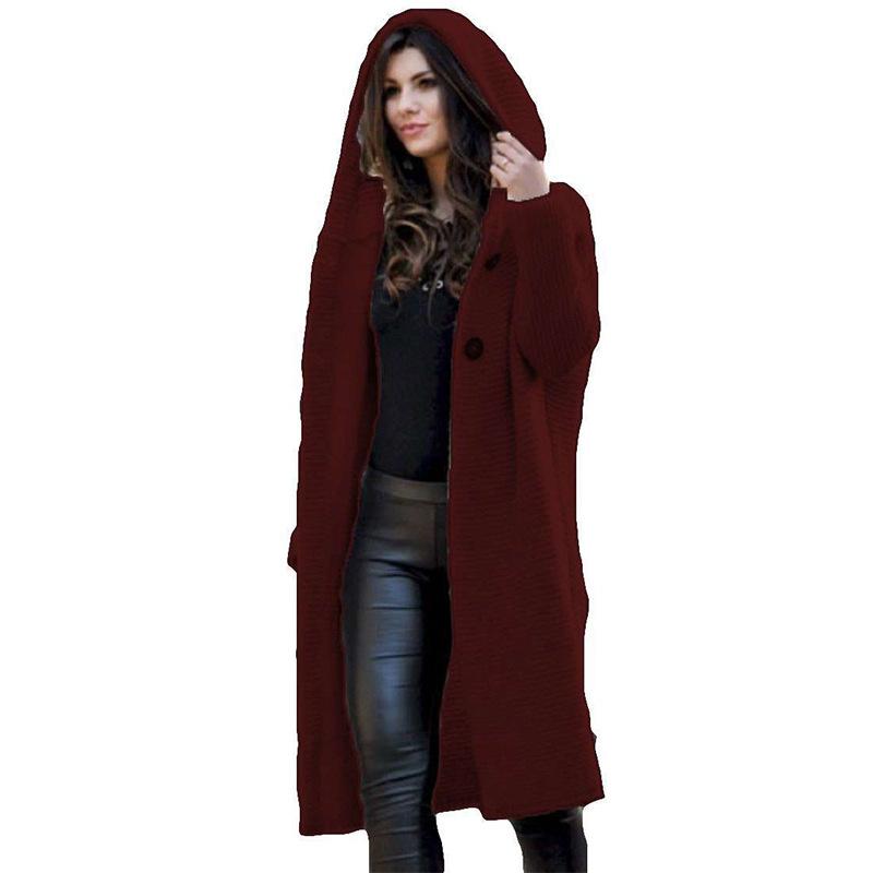 Fall Kntting Long Knitting Cardigan Sweaters-Wine Red-S-Free Shipping at meselling99