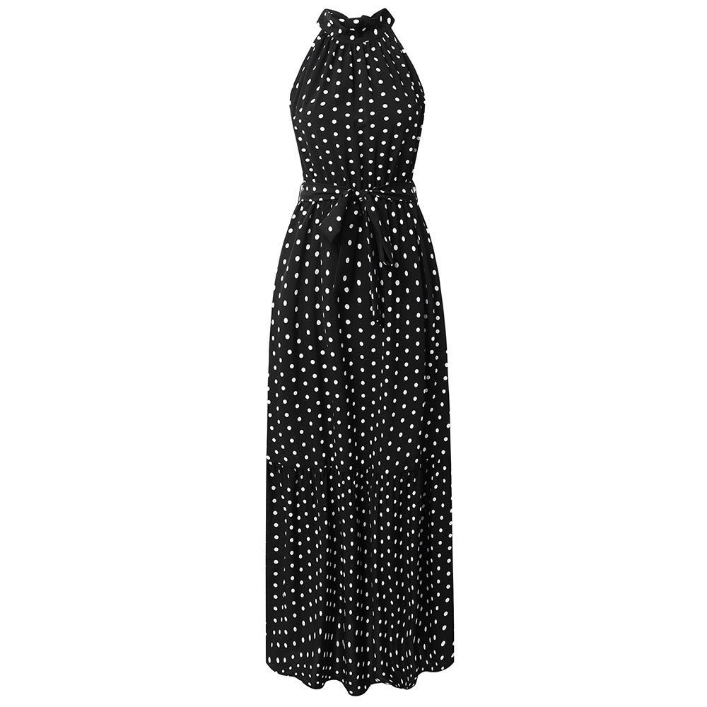 Bohemian Halter High Waist Mid Dresses-Maxi Dresses-Black-S-Free Shipping at meselling99