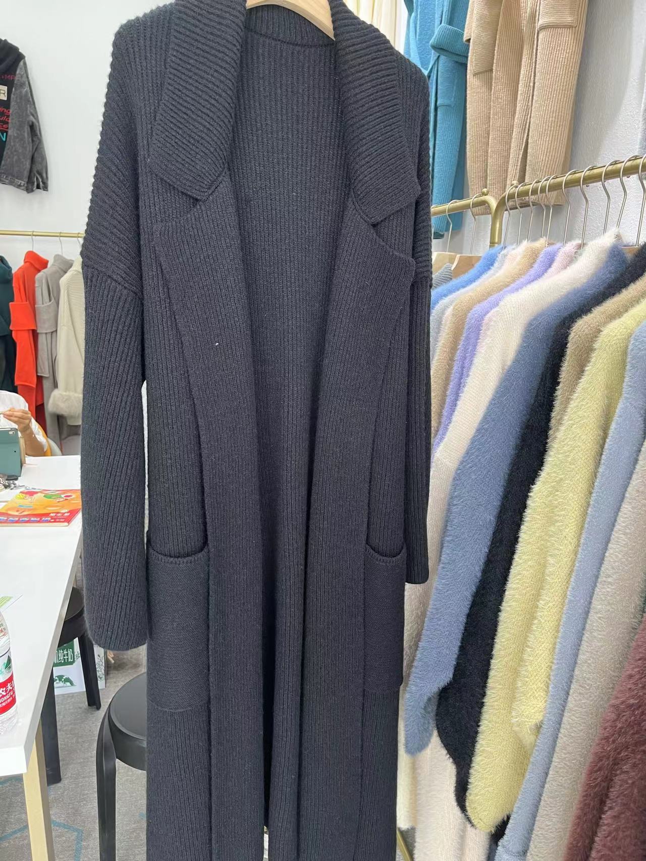 Luxury Vintage Plus Sizes Long Knitted Overcoats-Outerwear-Black-One Size-Free Shipping at meselling99