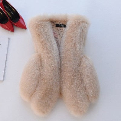 Fashion Women Artificial Fox Fur Sleeveless Vest-vest-Apricot-S-Free Shipping at meselling99