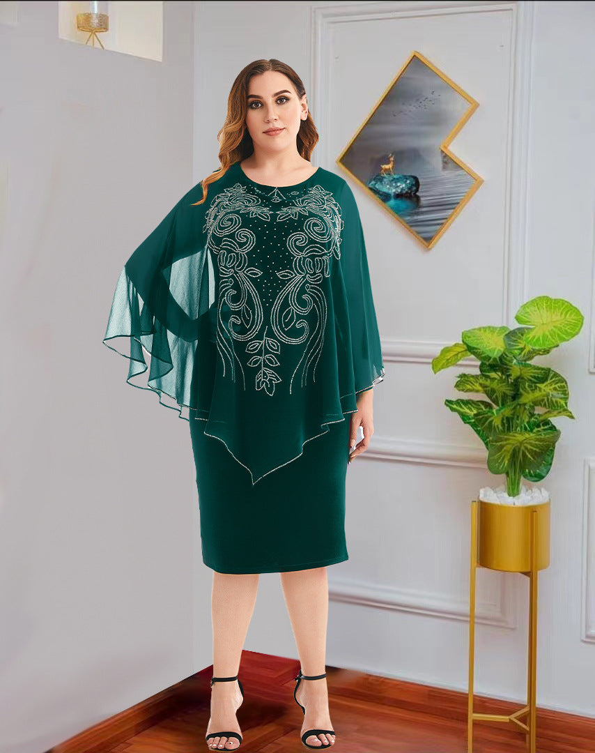 Fashion Chiffon Plus Sizes Dresses-Dresses-Green-L-Free Shipping at meselling99