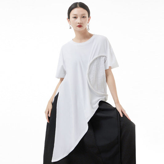 Simple Irregular Design Summer Women T Shirts-Shirts & Tops-Free Shipping at meselling99
