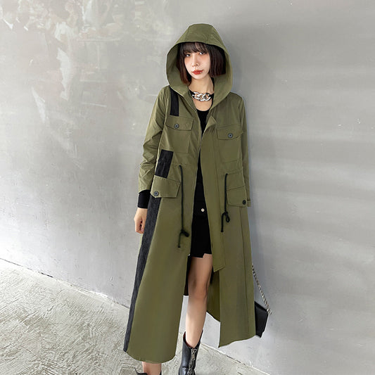 Fashion Women Casual Army Green Long Wind Break Coats--Free Shipping at meselling99