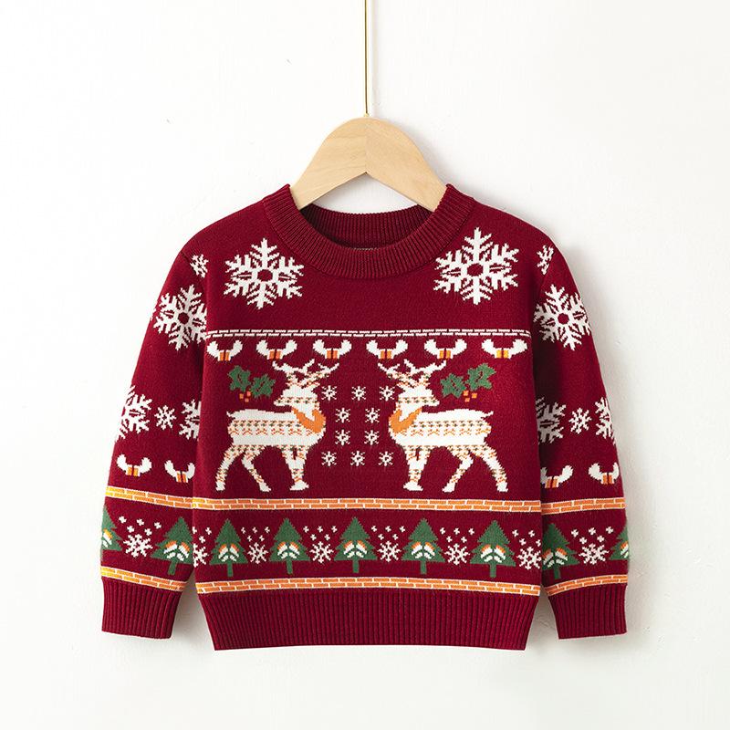 Merry Christmas Knitted Kids Sweaters-Shirts & Tops-SZ3138-Red-100cm-Free Shipping at meselling99