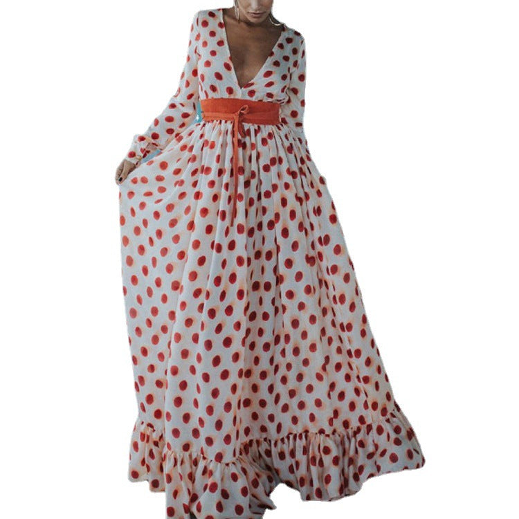 Summer Holiday Dot Sexy Long Dresses-Maxi Dresses-Free Shipping at meselling99