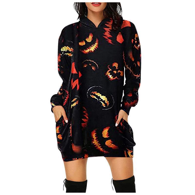 Happy Halloween Plus Sizes Women Hoodies-Shirts & Tops-Red Black-S-Free Shipping at meselling99