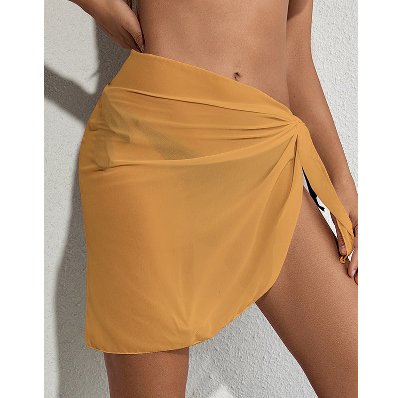 Women See Throught Beack Cover Ups Skirts-Swimwear-Yellow-One Size-Free Shipping at meselling99