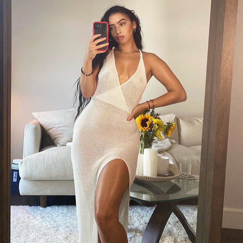 Sexy Summer Backless See Through Beach Dresses-Dresses-Ivory-S-Free Shipping at meselling99