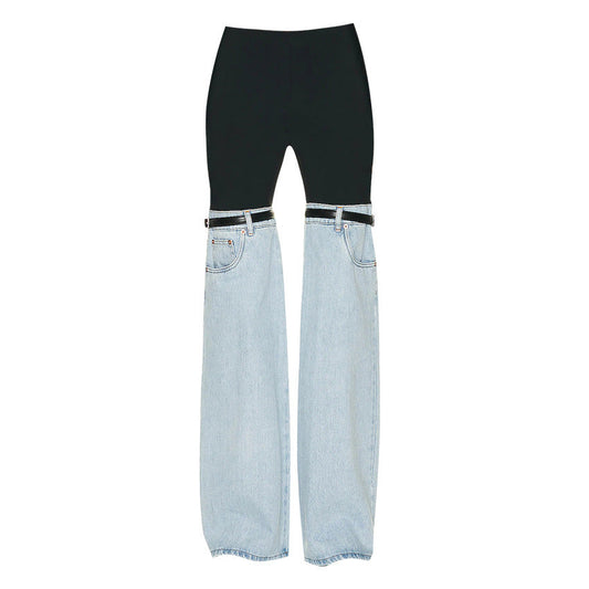 Designed High Waist Denim Wide Legs Pants-The same as picture-S-Free Shipping at meselling99